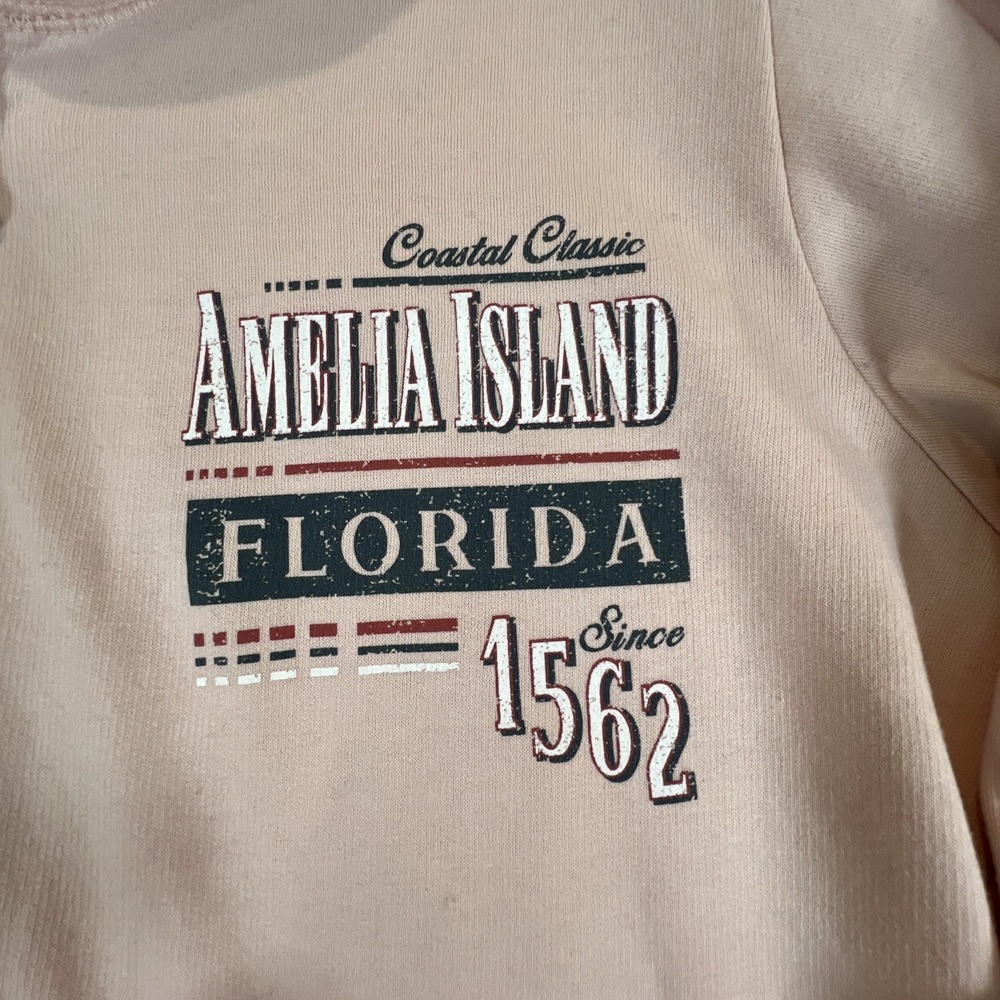 Full Zip Hoodie Jacket Amelia Island Florida‎ Pink Sweatshirt Womens Size Large - Picture 4 of 8